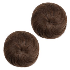 HSPJHTM 2 PCS Hair Bun Extensions,Brown Hair Bun Hair Pieces for Women Girls Lady Drawstring Fake Ballet Bun Extensions Synthetic Updo Donut Chignon