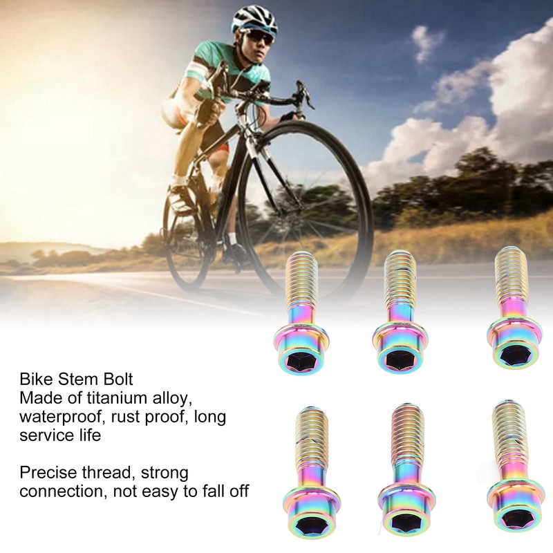 6PCS Bicycle Stem Bolt M5 X 16mm Titanium Alloy Waterproof