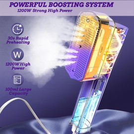 Compact Handheld Steamer, 30S Rapid Preheating 1200W Clothes Wrinkle Remover,100ml Large Water Tank Steam Iron, Capable of Removing Wrinkles on Fabrics, Clothes & Indoor Decorations (Purple)