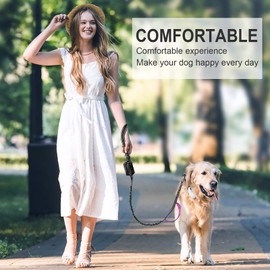 DAGANXI Dog Collar Adjustable Soft Neoprene Padded Breathable Reflective Strip Nylon Collar for Small Medium Large Dogs, with Airtags Case and Dog Poop Bags Dispenser (Large, Black/Pink-Set)