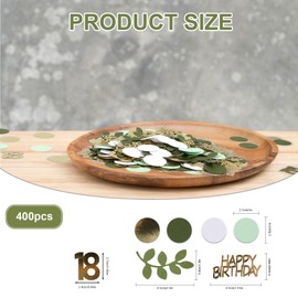 Happy Birthday Confetti, Pack of 400 Confetti Birthday Gold Green Confetti Decoration Golden Confetti Table Decoration for Woman Man Birthday Party (18th Birthday)