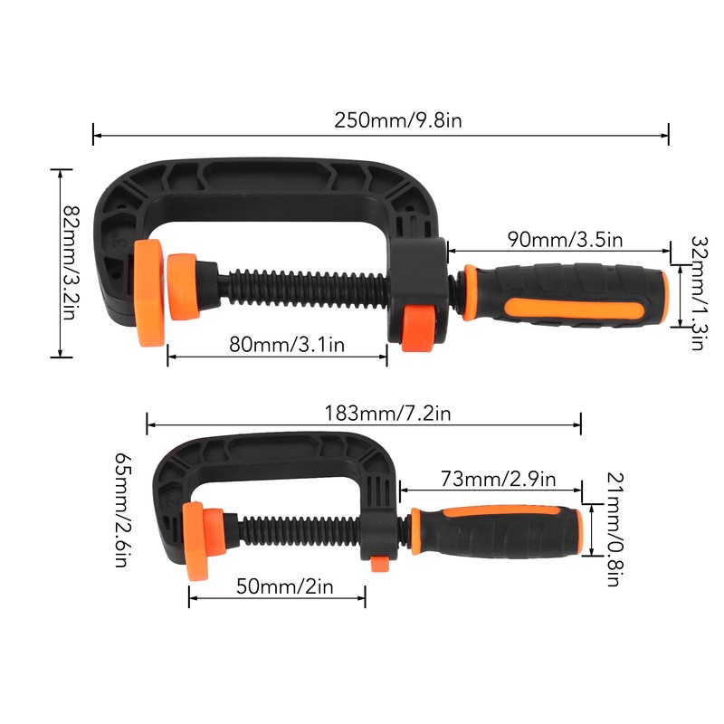 2Pcs C Clamp 2 Inch 3 Inch Adjustable Quick Release