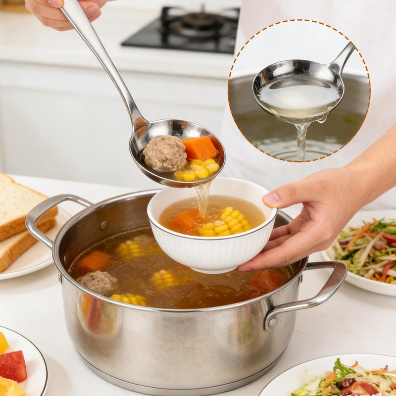 4Pcs Ladle Stainless Steel Spoon Kitchen Slotted Spoons and Soup