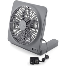 O2COOL Treva 10-Inch Portable Desktop Air Circulation Battery Fan, 2 Speed, Compact Folding & Tilt Design, with AC Adapter (Graphite)