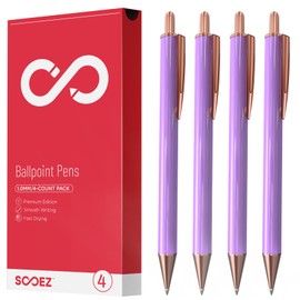 Sooez Luxury Series Ballpoint Pens, 4Pcs Stylish Ballpoint Pens for Women, Stainless Steel Metal Pens Retractable, 1.0mm Point Black Ink, Cute Pens Fancy Pens Gifts for Women Coworkers Teacher