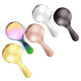 Dessert Spoon Stainless Steel, 18/10 Soup Spoons, Modern Thick Short handle 304 Stainless Steel Korean Spoon,Metal Spoons for Dessert,Milk,Tea,Coffee, Set of 5