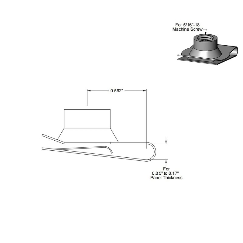 5/16"-18 Stainless Steel U -Style Clip-On Nut,U-Type Fasteners (Pack of
