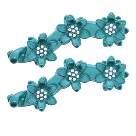 3.75 inch Long Green Flowered Banana Clip with Diamonds - Set of 2