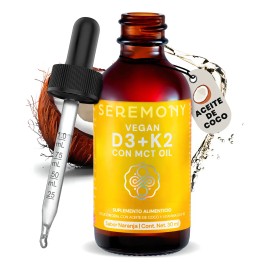 SEREMONY - Vitamina D3  K2 Con MCT Oil Aceite de Coco Orgnico Liposomal 600 porciones 30 ml Lquido en Gotas Suplementos Alimenticios Sin Azcar Sabor  