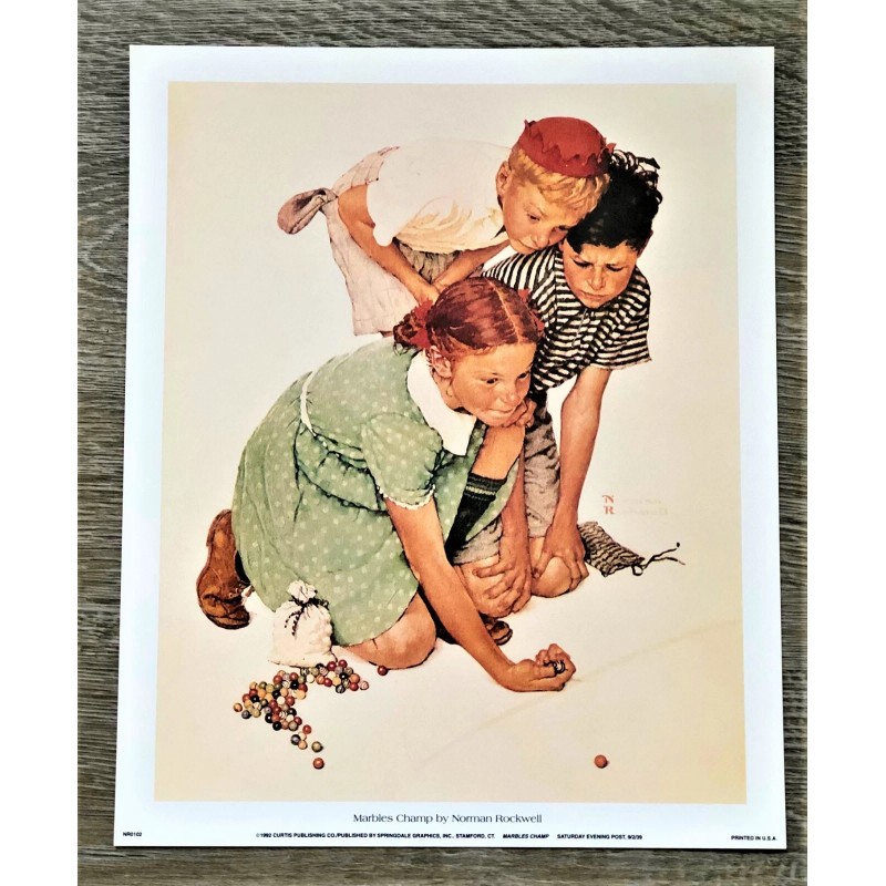 Norman Rockwell 1992 " Marbles Champ NR0102" 9 x 11"