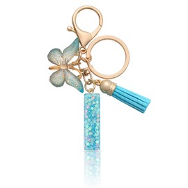 MORSUNBELA Keyring Letter Girl Keychain with Initial Letter Key Pendant with Letters for Women Ladies Blue I