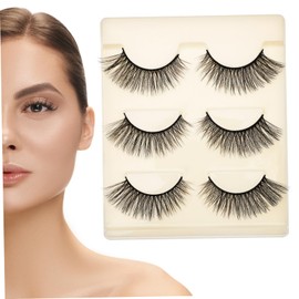 FRCOLOR False Eyelashes Pack 3 Pairs Natural Fluffy Lightweight Comfortable Reusable Lashes Kit
