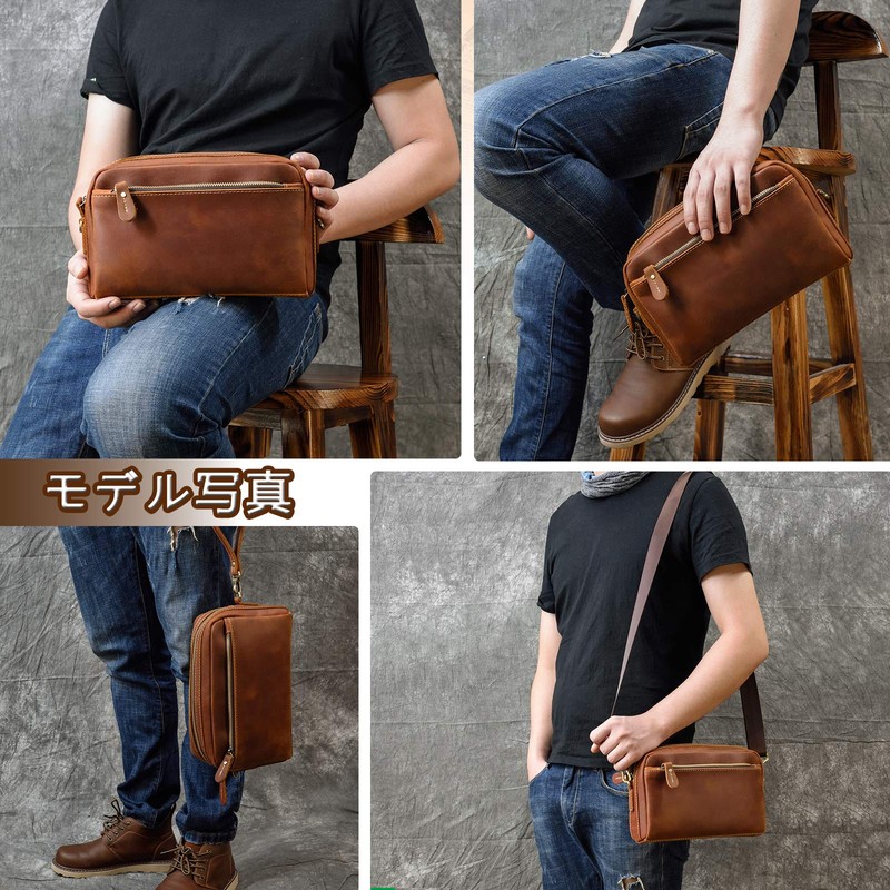 Luufan Clutch Bag, Genuine Leather, Men's, Second Bag, Leather, Small