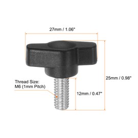 HARFINGTON 20pcs Tee Wing Knobs Thumb Screws M6 x 12mm Standard Male Thread Plastic T Knobs Handles Hand Clamping Knobs Grip Thumbscrew, Black