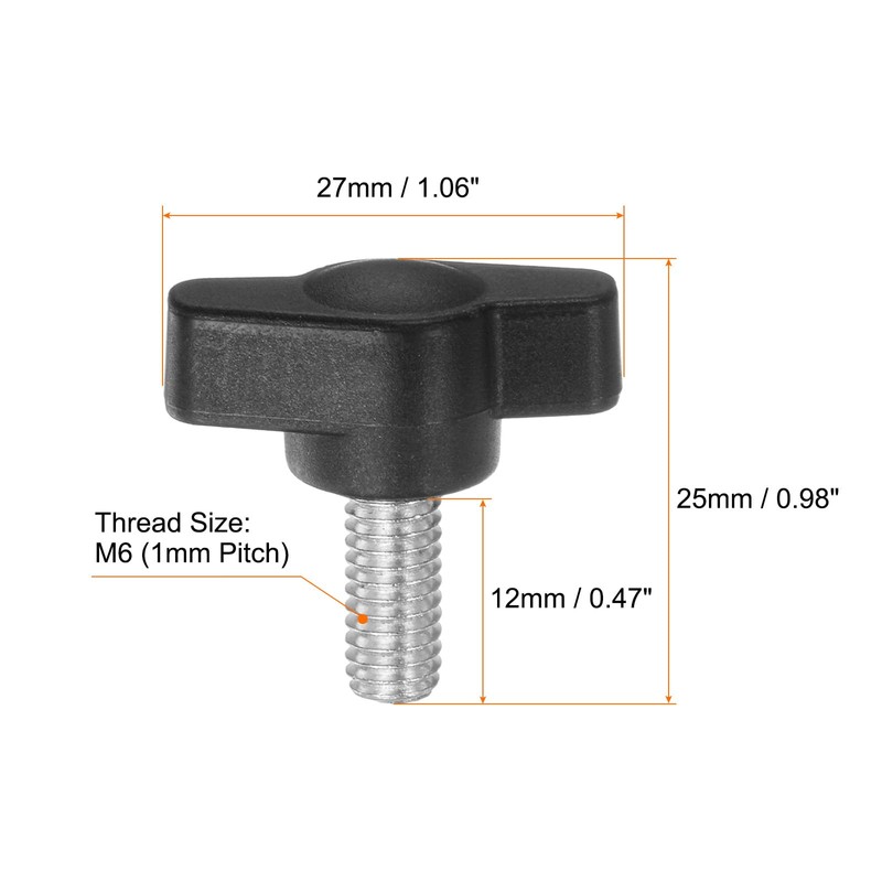 HARFINGTON 20pcs Tee Wing Knobs Thumb Screws M6 x 12mm