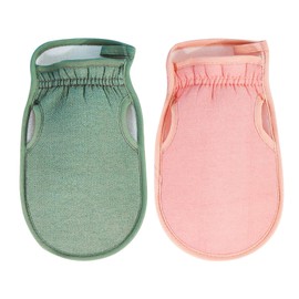 2pcs Exfoliating Mitt, Power of The Peel Mitt Good Skin, Exfoliating Glove, Deep Clean Exfoliation Scrubbing Mitt, Dead Skin Remover Glove for Body Women Men (Pink, Green)