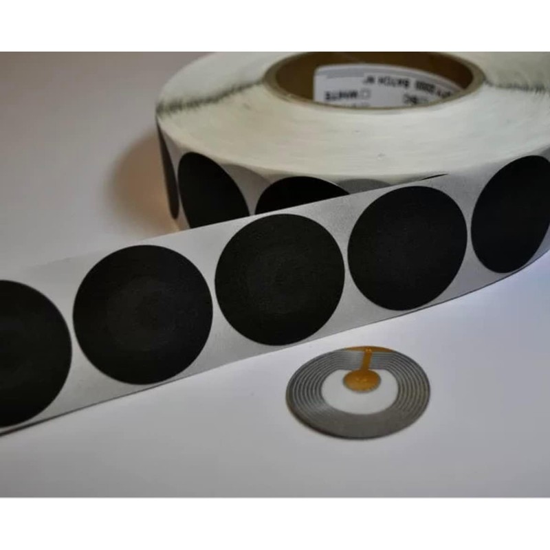 Anti-Tick Label Round 4 cm Black Deactivatable 8.2 MHz Pack