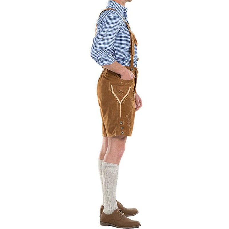 Oskar Deluxe Tan Lederhosen Mens Costume Large