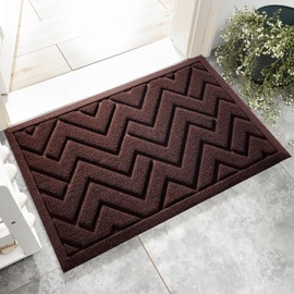 VivaNest Coffee Brown Geometry Outdoor Indoor Entrance Doormats, Absorbent Durable Heavy Duty Welcome Front Door Mat,Thick Natural Rubber Back,Easy Clean Entryway Mat 17x30 Inch, Low Profile