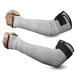 Dream Things Blade-Resistant Arm Cover, For Work, Cut Resistant Level 5, Finger Holes, 2 Sizes Long, Injury Prevention, Abrasion Resistant, Flame Retardant, Safety Protection, Plant, Gardening, Farming, Washable, Unisex, Left and Right Set, gray