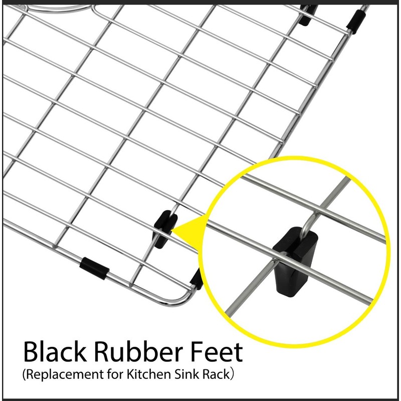 LQS Kitchen Sink Rack Feet 8 Pack, Black Rubber Feet