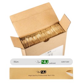 Professional Nail Files Straight Slim Emery Boards for Acrylic Gel Tips Natural Wooden Core Eco-friendly products by Nail4U Double sided 100/180 grit Manicure Tools for Home and Salon Pack of 50 pcs