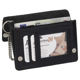 Luxury Leather Biker Wallet with Chain Biker Purse 408 Purse 13.5 cm Black