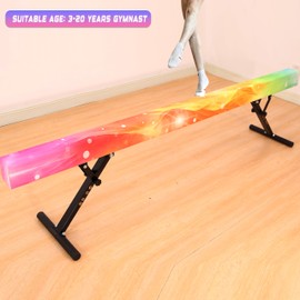 defulion 8 Ft Gymnastic Balance Beam with Adjustable Height From7 inch to 22 inch for Kids Children Home Practice, Adjustable Balance Beam with Leg, High and Low Floor Gymnatic Training Beam