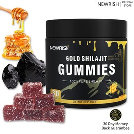 【Newrish】Organic Shilajit Gummies - Boost Energy & Vitality - Manuka Honey - Sugar Free - Non-GMO - Lab Certified / 85+ Trace Minerals - 30 Gummies:_3 cans