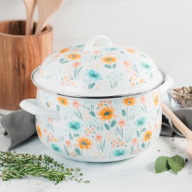 McSunley 6 Quart Porcelain Enamel Dutch Oven, Floral