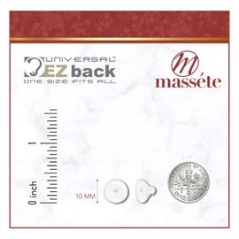 Universal EZback Earring Backs Soft Clear Silicone and 14k White Gold Medium 1 Pair