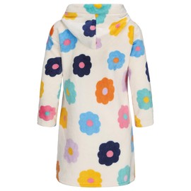 BTPEIHTD Kids Hooded Bathrobe Girls Soft Plush Hooded Flannel Pajamas Sleepwear Boys Spa Robe Rainbow Flower 5-6 Years