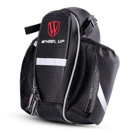 MOOZO Water Bottle Bag, Waterproof Rear Under Seat Bike Saddle Bag, Double Bottle Pouch Bicycle Tail Pocket with Reflective Strip for Mountain Road Bike Water Bottle/Repair Tools Kit (Black)