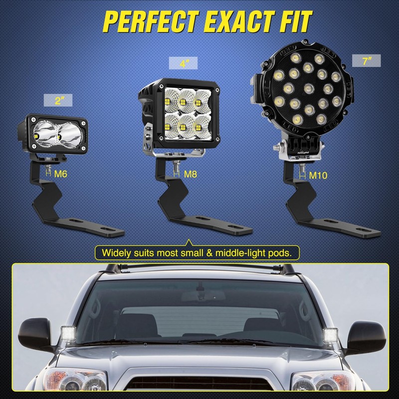 Nilight Ditch Light Brackets Hood Hinges Mount Bracket Kit for
