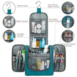 Hanging Toiletry Bag for Women Travel Makeup Bag Organizer Toiletries Bag Men for Cosmetics Essentials Accessories (Large, Teal)