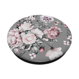 PopSocket PopGrip: Pink Purple Flowers Grey Leaves with Interchangeable