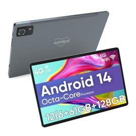 weelikeit Tablet 10 inch, Android 14 Tablets with Octa-Core Processor 14GB(6+8) RAM 128GB ROM, 1200x1920 FHD Screen, 5G WiFi, 5MP+13MP Dual Camera, Bluetooth 5.0, 7000mAh Battery (Gray)