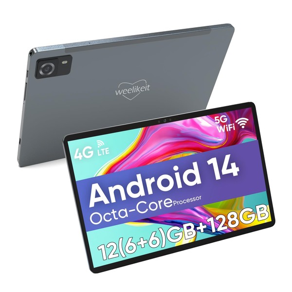 weelikeit Tablet 10 inch, Android 14 Tablets with Octa-Core Processor