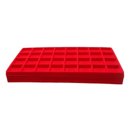N'icePackaging 6 Qty Macaw-Red 32 Slot Flocked Storage Tray Inserts - For Merchandise Jewelry & Organization