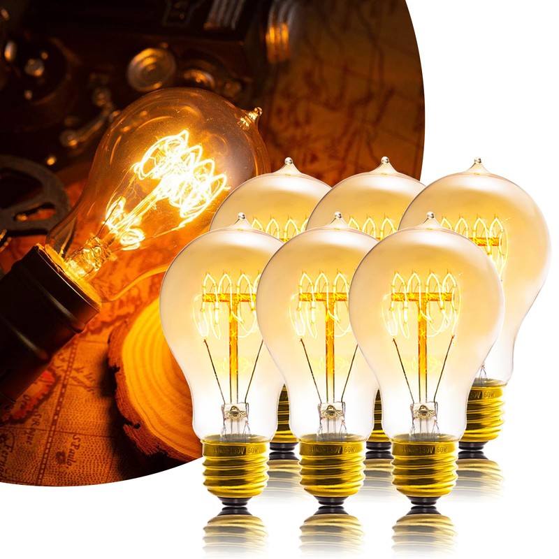 Sevici A19 Edison Light Bulb,E26 Incandescent Light Bulbs 60W Antique