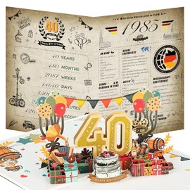 Joyoldelf 40th Birthday Card, 1985 Vintage Newspaper Birthday Card, 3D Pop Up Greeting Cards with Envelope, Vintage Birthday Gifts for Men and Women