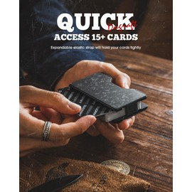 DUGRAFT Slim Wallet for Men Minimalist Metal Credit Card Holder RFID Blocking Front Pocket for 15+ Cards, Easily Removable Money & Cards, CF Forging Pattern, Slim