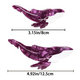 2 PCS Purple Whale Claw Clips Purple Whale Hair Clips Animal Acetate Cute Claw Clips Cute Ocean Sea Animal Hair Claw Clip Strong Hold jaw clips Big Claw Clips Acetate Hair Accessories for Women Girl