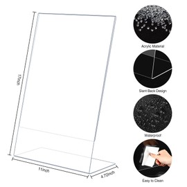 Qilery 8 Pcs 11 x 17 Inch Acrylic Sign Holder, Standing Sign Holder Table Top Transparent Plastic Document Slant Back Display Stand for Workers Teachers Office School Menu Desktop
