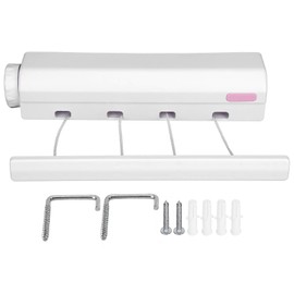 Retractable Clothesline, Plastic Adjustable Clothes Drying Rope Hanger for Indoor Outdoor Use(4 Ropes-A)