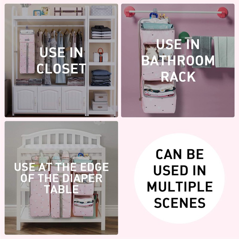 Orzbow 3-in-1 Hanging Diaper Caddy Organizer for Changing Table, Nursery