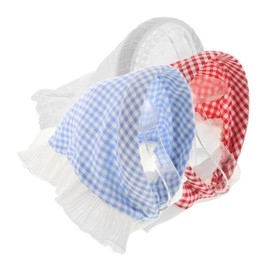 FRCOLOR 3pcs Plaid Head Scarf Headband Lightweight Decorative Hair Accessories for Women Pastoral Style Elegant Versatile for Beach Vacations and Daily Wear