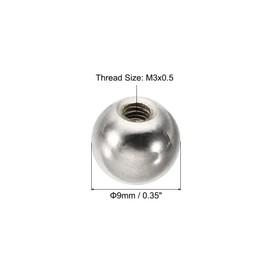 PATIKIL 20pcs M3x0.8mm Ball Nut Knobs Carbon Steel Drilling Ball Cap Blind Hole Handle Nut Decoration for Furniture Lamp DIY Projects Silver Tone