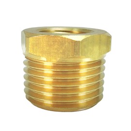 Nigo Industrial Co. Brass Pipe Fitting, Hex Bushing Reducer, Nominal Pipe Size: 1/2" NPT Male x 1/4" NPT Female