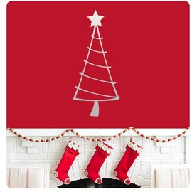 Christmas Tree Outline Wall Decal Sticker Merry Christmas Seasons Greetings Happy Holidays Santa Jesus Sign Color Choices Home Décor
